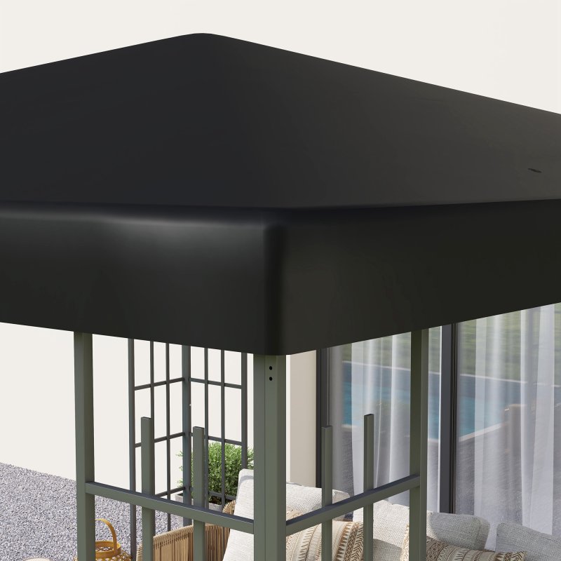 Outsunny 3 x 3(m) Gazebo Canopy Replacement Cover, Garden Gazebo Roof Replacement with Drain Holes, Water Resistant PVC Coating, 370g/ UPF30+, TOP COVER ONLY