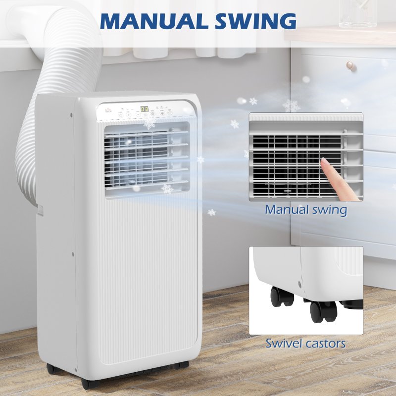 HOMCOM 7000 BTU Air Conditioning Unit, 3-in-1 Portable Air Conditioner, Dehumidifier, Cooling Fan with 2 Speeds, Remote Control, Digital Display, 24H Timer, Window Venting Kit, 26m²