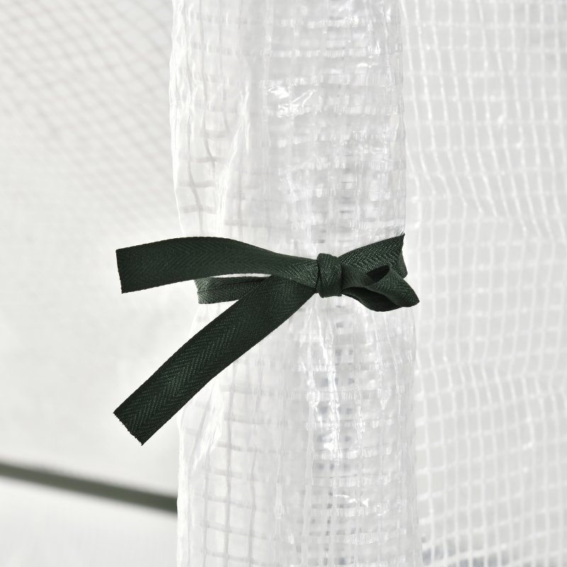 Outsunny Walk-In Greenhouse with Window Roll-Up Door, Portable Garden Grow House with Steel Frame for Vegetable Plant Herb, 180 x 100 x 168cm, White