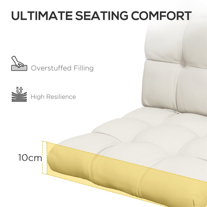 Outsunny Garden Back Chair Cushion, Comfortable Patio Seat Cushion Pad with Backrest for Outdoor & Indoor Use, Cream White