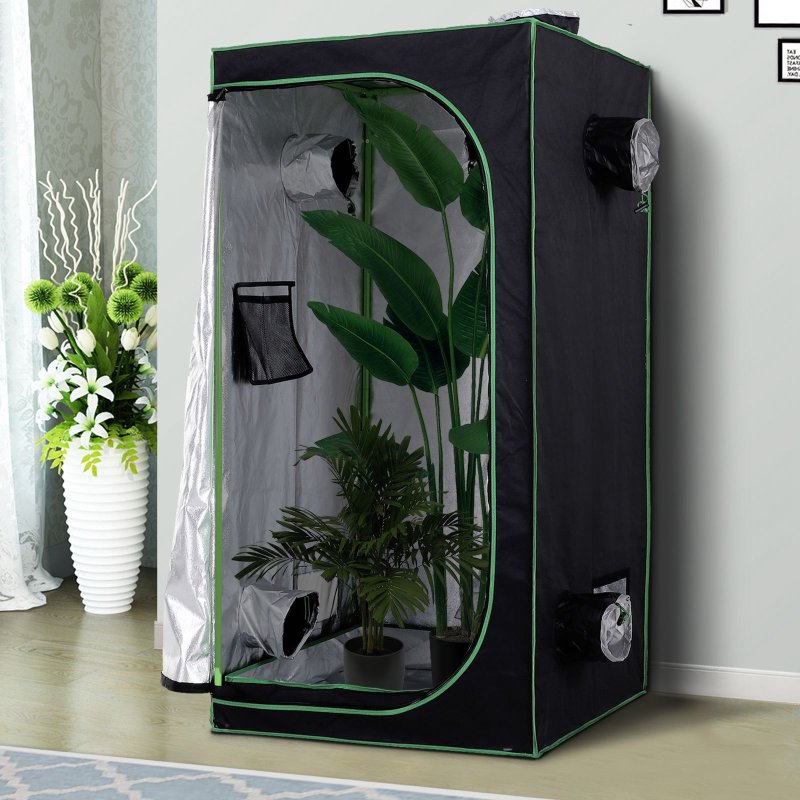 Outsunny Grow Tent Reflective Mylar Hydroponic with Adjustable Vents and Floor Tray for Indoor Plant Growing, 80 x 80 x 160 cm (31.5