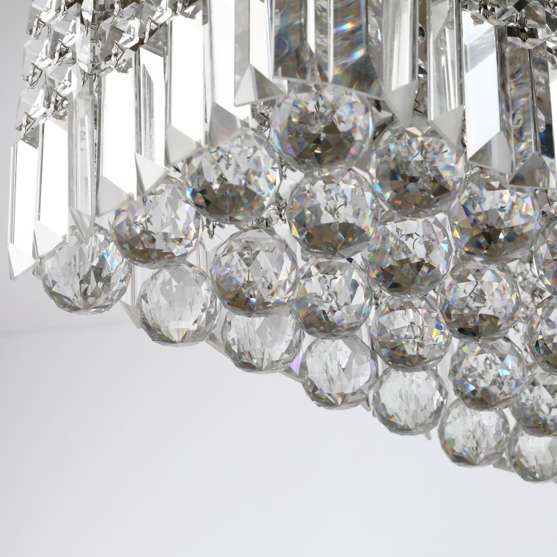 HOMCOM Modern Crystal Ceiling Light Square Crystal Chandelier for Living Room, Dining Room, Hall, E14 Base, Silver, 80 x 25 x 23cm