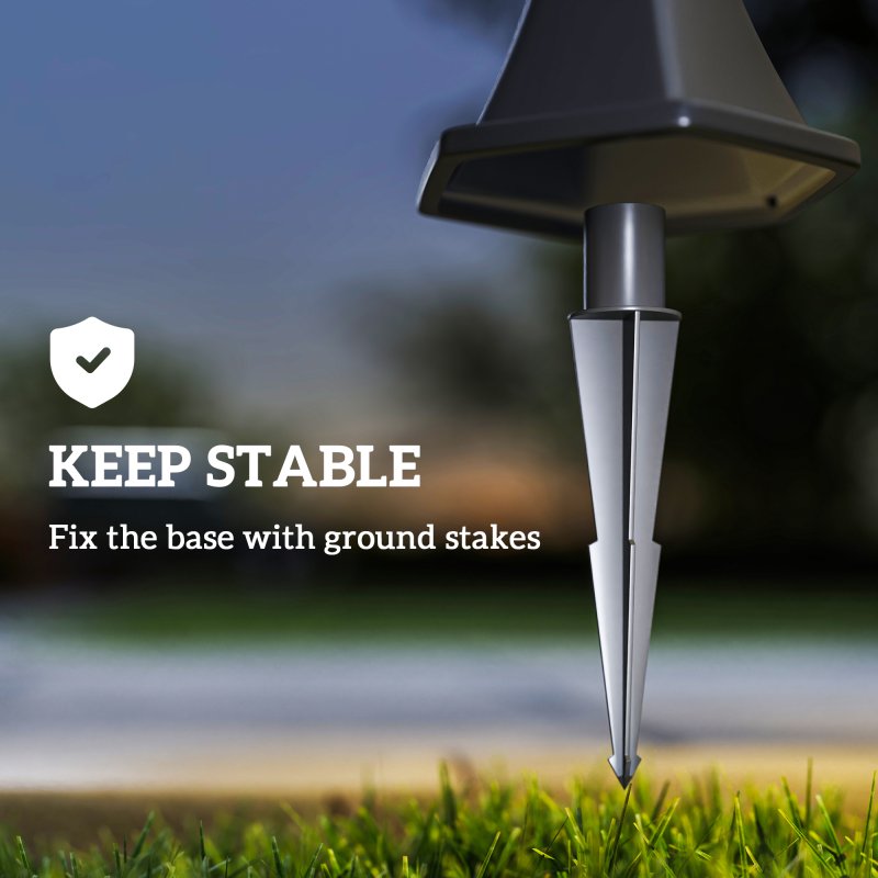 Outsunny Outdoor Garden Solar Post Lamp Sensor Dimmable LED Lantern Bollard Pathway 1.6M Tall - Black
