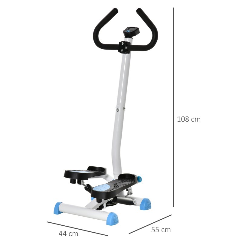 HOMCOM Twister Stepper, Step Machine, Aerobic Exercise Workout Machine w/ Adjustable Resistance, LCD Screen and Handlebars - Blue