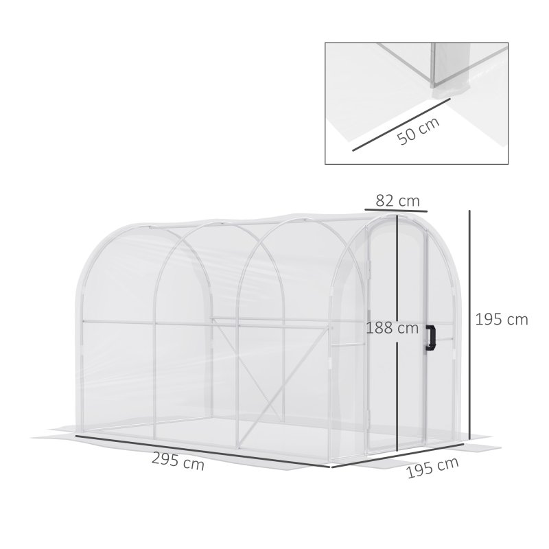Outsunny 3 x 2 x 2m Polytunnel Greenhouse with 2 Hinged Door, Walk-in Grow House Tent with PE Cover and Galvanised Steel Frame, Clear