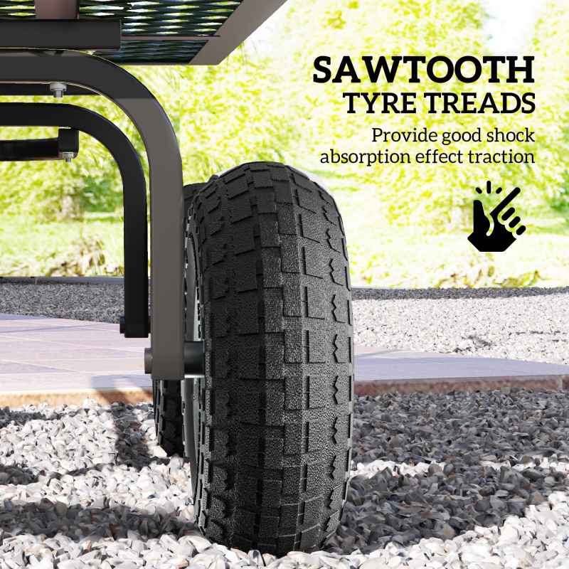 Outsunny Set of 4 Pneumatic Wheels, 10" Wheelbarrow Wheels Replacement for Barn Carts, Hose Carts, Garden Carts, Sack Trucks, Black