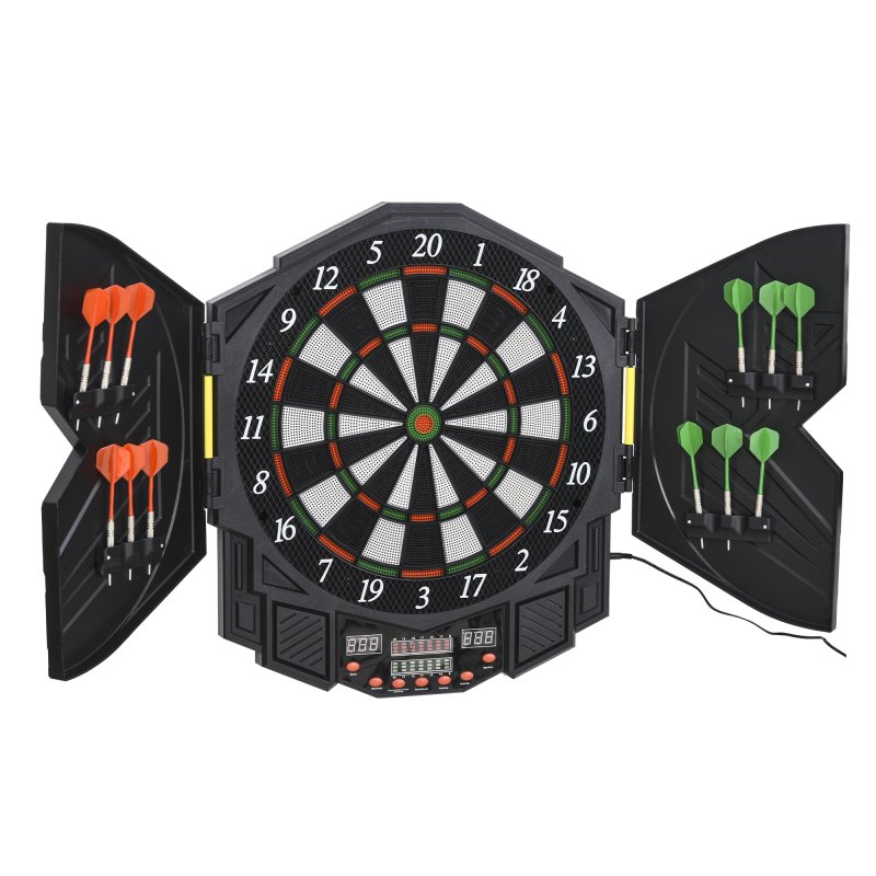 HOMCOM DART BOARD SET ELECTRONIC DARTBOARD LED DIGITAL SCORE DISPLAY SOFT TIP 27 GAMES SPEAKER SOUND WITH DARTS