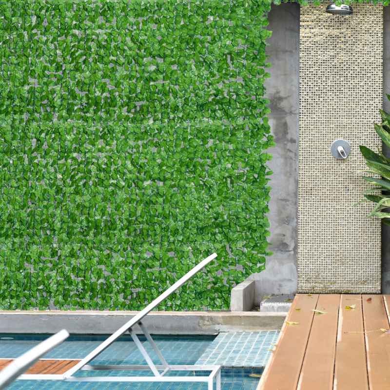 Outsunny 3 X 1m Artificial Plant Wall Panels, Artificial Wall Foliage with Ivy Leaves, Privacy Screen Greenery Grass Wall For Garden Balcony