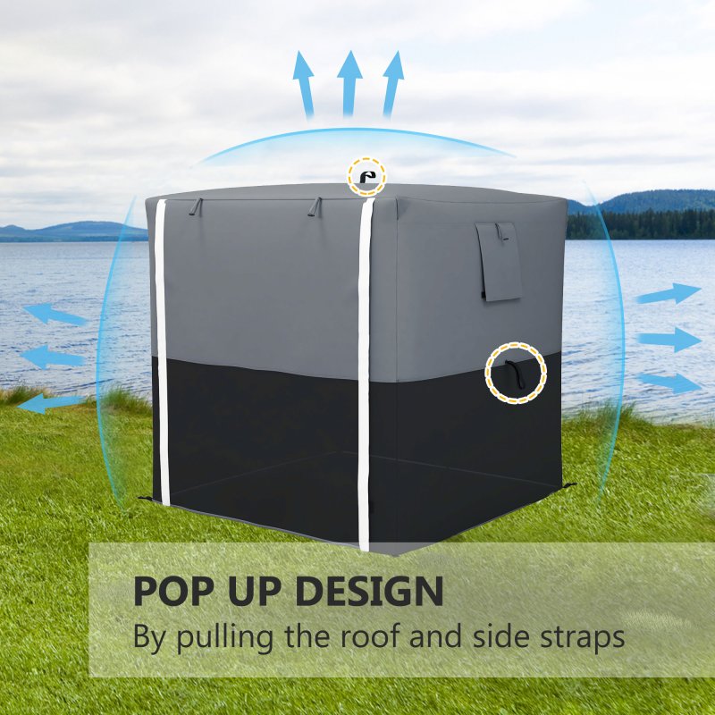 Outsunny Pop Up Gazebo with Sides, 2m x 2m Easy 1 Person Setup Party Tent with Carry Bag, Stakes, Ropes, Folding Multifunctional Instant Shelter, Black and Grey