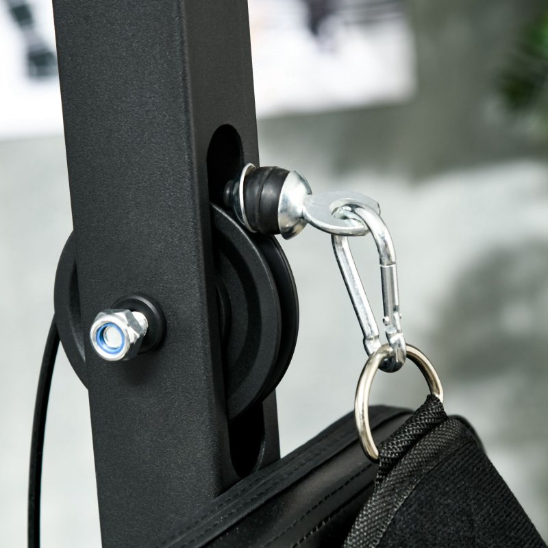 SPORTNOW Lat Pull Down Machine with Adjustable Seat, High and Low Pulley Cable Machine with Flip-Up Footplate, Multi-Function Home Gym Fitness Equipment - Black