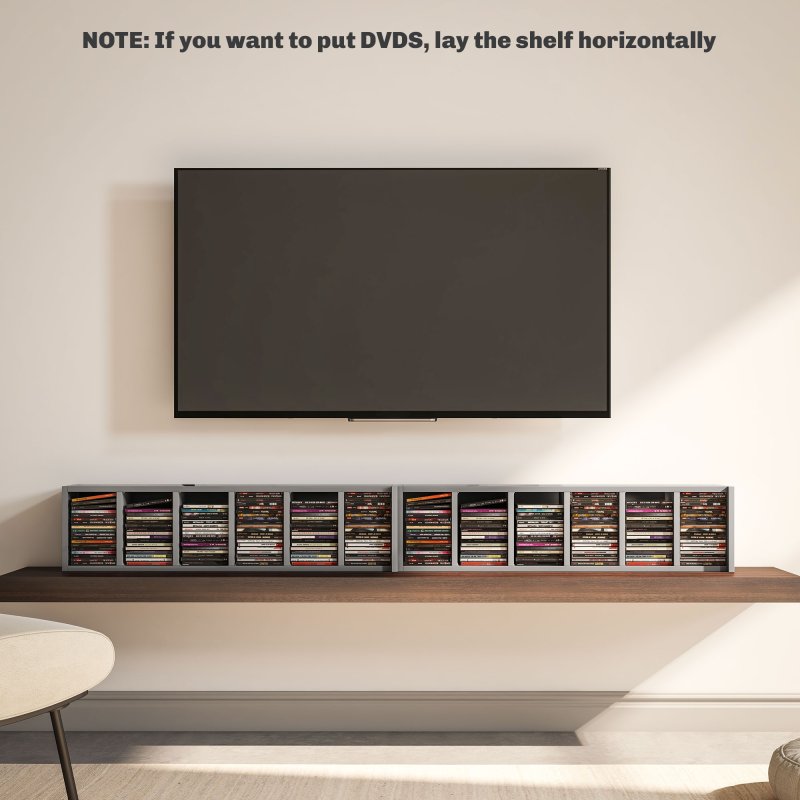 HOMCOM 204 CD Media Display Shelf Unit Set of 2 Blu-Ray Tower Rack w/ Adjustable Shelves Bookcase Storage Organiser, High Gloss Grey