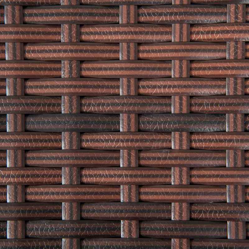 Outsunny Rattan Side Table, Outdoor Coffee Table with Plastic Board Under the Full Woven Table Top for Patio, Garden, Balcony, Mixed Brown