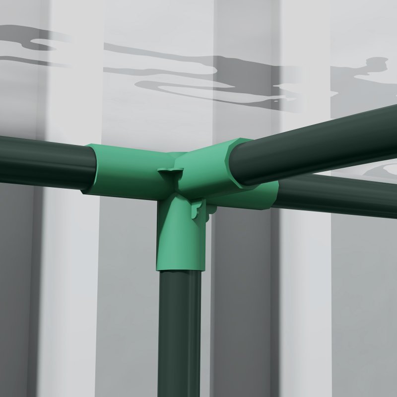 Outsunny Walk-In Greenhouse with Zipped Roll Up Doors, Lean-to Small Greenhouse with Plastic Cover and Sloping Top for Flowers, Vegetables and Herbs, 143cm x 118cm x 212cm, Clear