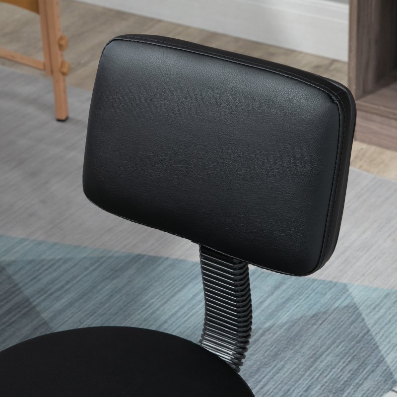 HOMCOM Beautician's Swivel Salon Chair w/ Padded Seat Back 5 Wheels Adjustable Height Salon Hairdressers Tattoo Spa Rolling Cushion Professional Black