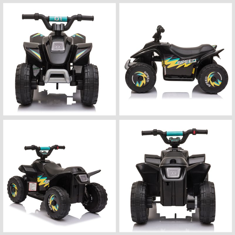 HOMCOM 6V Kids Electric Ride on Car All Terrain Vehicle Toy Quad Bike w/ Forward Reverse Functions Toddlers for 18-36 Months Old Black