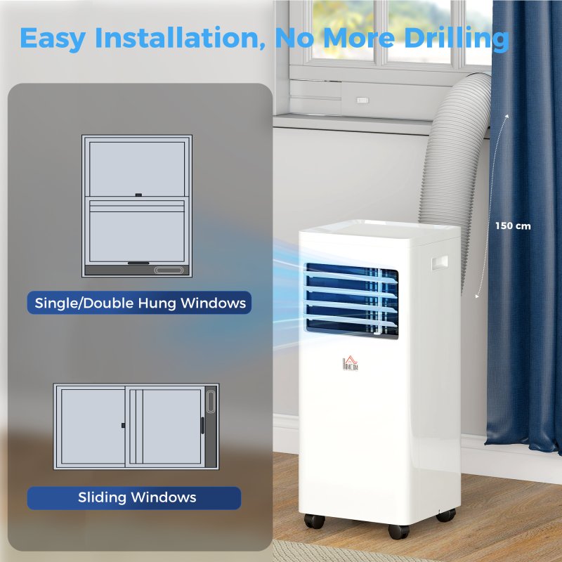 HOMCOM 5000 BTU Air Conditioning Unit, 3-in-1 Portable Air Conditioner, Dehumidifier, Cooling Fan with 2 Speeds, 24H Timer, Remote Control, Digital Display, Window Venting Kit, 18m²