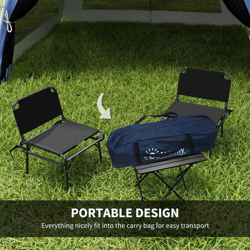 Outsunny 5-8 Person Camping Tent, Portable Dome Tent, Outdoor Screen House Sun Shelter, 360x355x215cm - Dark Blue/Green