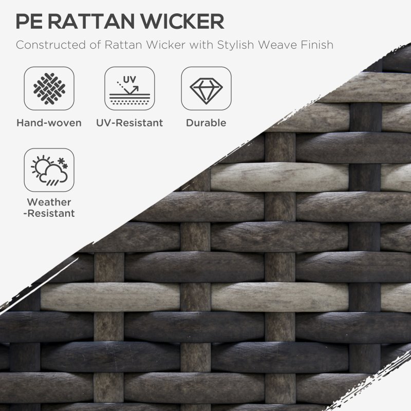 Outsunny Armless Rattan Garden Chair, Outdoor Rattan Chair with Cushions, PE Wicker Garden Furniture with Steel Frame, Adjustable Footpads for Garden, Terrace, Deep Grey