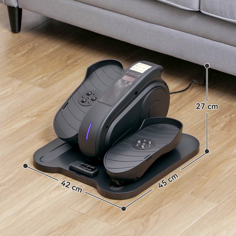 SPORTNOW Under Desk Elliptical Machine, Seated Pedal Exerciser, Mini Elliptical Trainer with LCD Monitor, Remote Control and 10 Adjustable Speed, Quiet & Portable for Seniors, Black