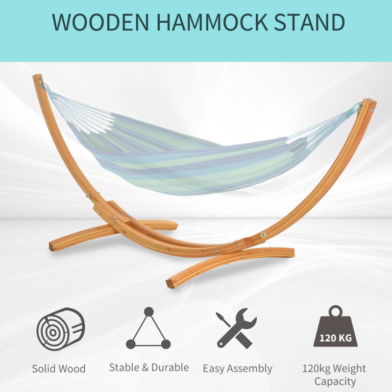 Outsunny 3(m) Wooden Hammock Stand, 1 Person Hammock Frame with Chain and Safety Buckles, Pine Wood Arc Stand for Garden, Patio, Outdoor and Indoor, Natural