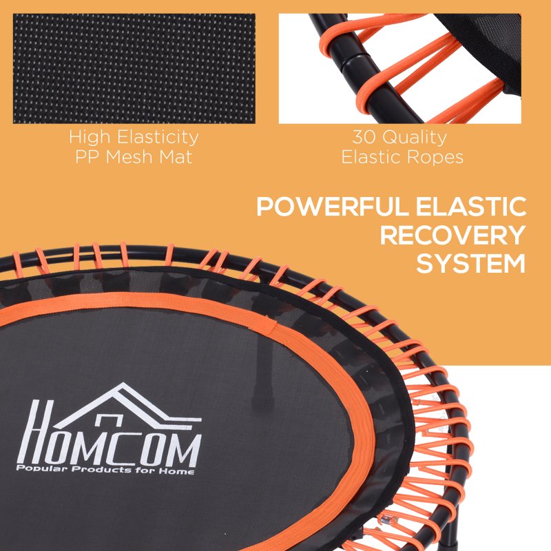 HOMCOM 40" Mini Round Fitness Trampoline Aerobic Bouncer Rebounder Indoor Outdoor Fitness Jumper Orange