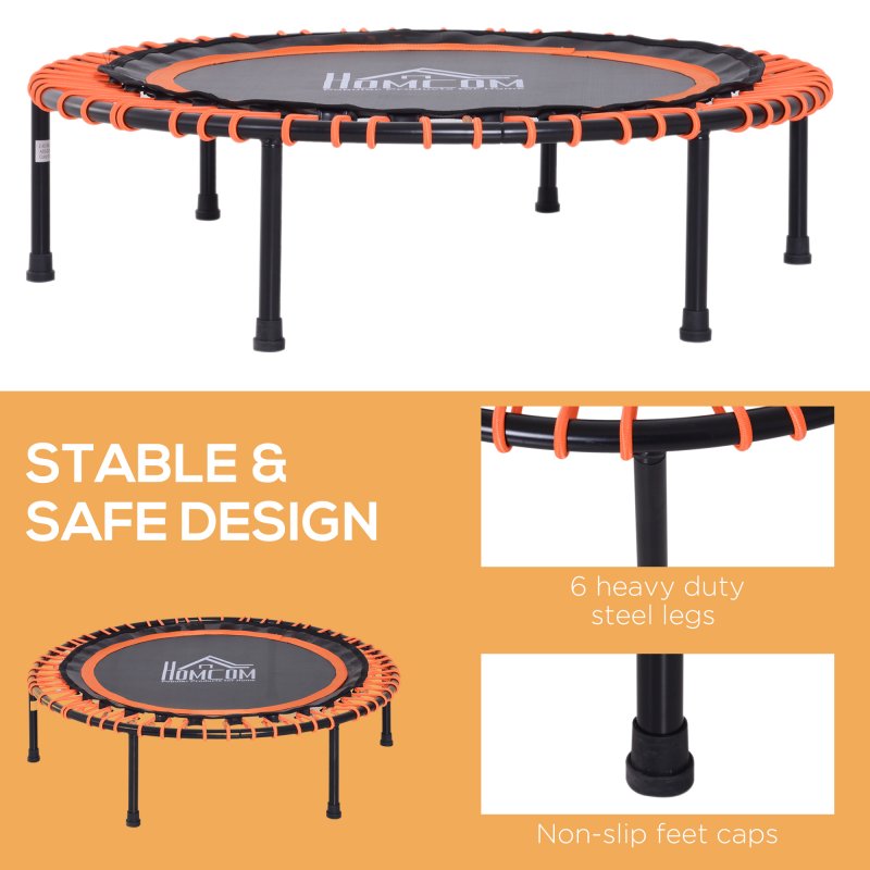 HOMCOM 40" Mini Round Fitness Trampoline Aerobic Bouncer Rebounder Indoor Outdoor Fitness Jumper Orange