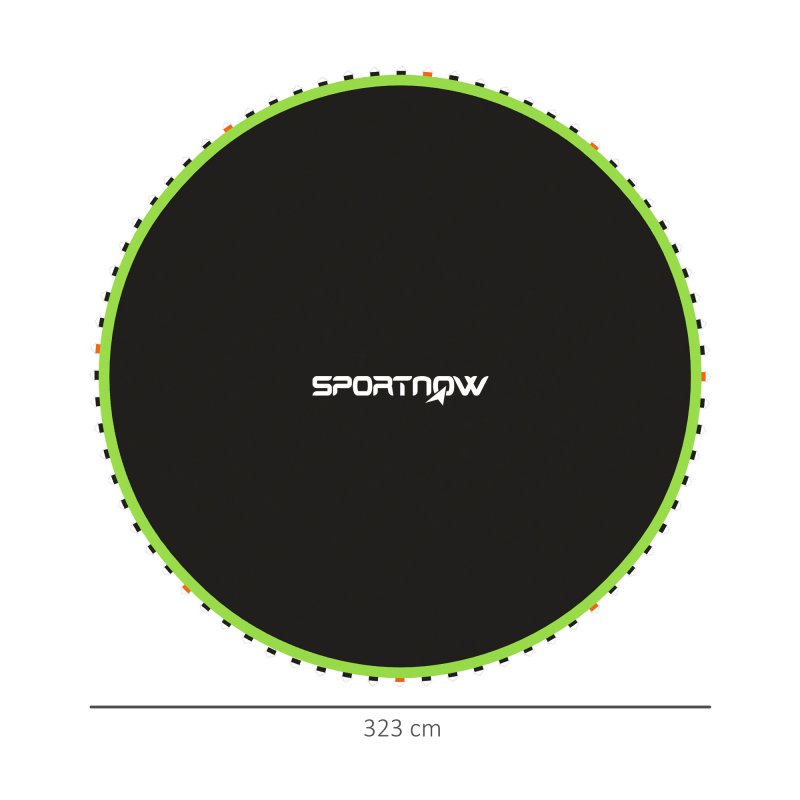 SPORTNOW Trampoline Replacement Mat with Eight Rows of Stitching, Spring Pull Tool, 72 V-Hooks, for 12ft Trampoline, Using 14cm Springs, Trampoline Jumping Mat, Green