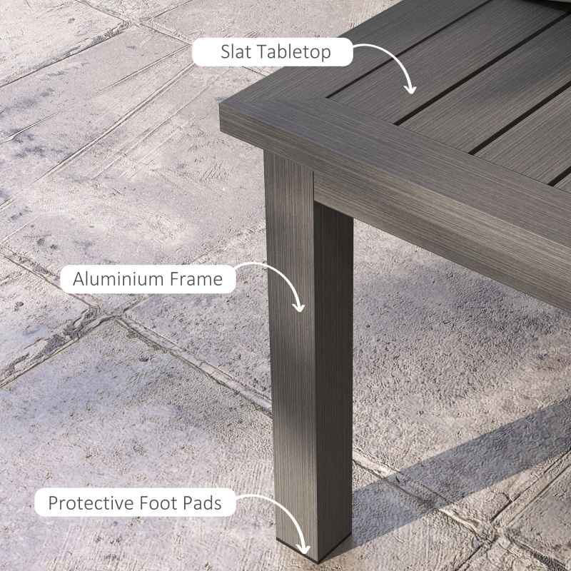 Outsunny Aluminium Outdoor Coffee Table, Rectangular Patio Side Table with Slat Tabletop for Indoor, Garden, Balcony, 100cm x 60 cm, Brown