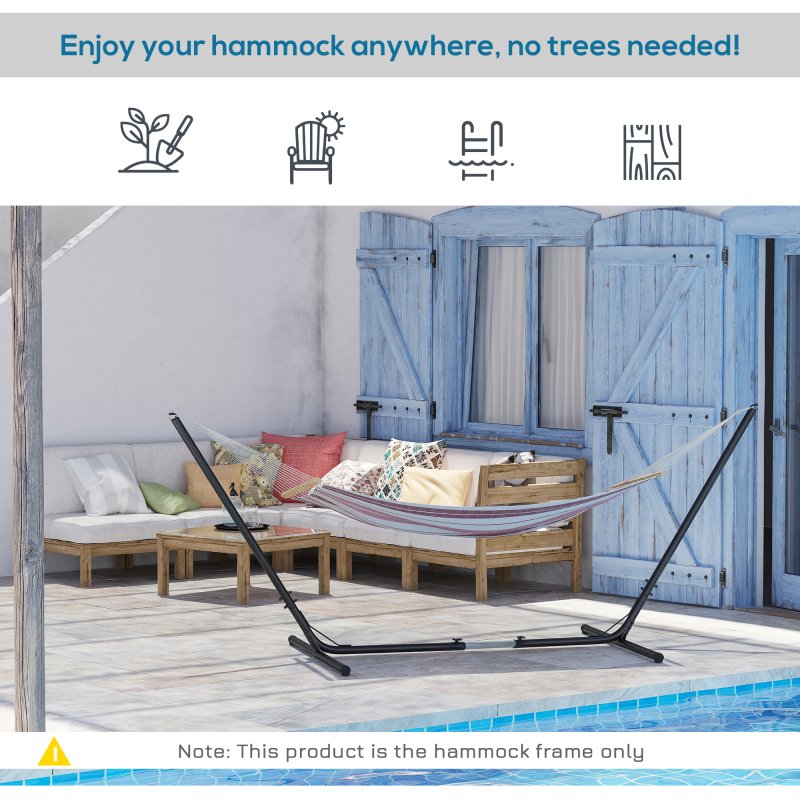 Outsunny 3.1-3.8m Adjustable Universal Hammock Stand Metal Frame Garden Camping Picnic Outdoor Patio Replacement - Stand Only