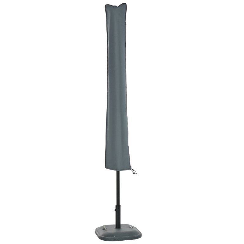 Outsunny Parasol Cover, Cantilever Umbrella Cover for 2-3.5 m Parasols, 420D Oxford Fabric Banana Umbrella Protector with Zipper for Outdoor Garden, Patio, Grey