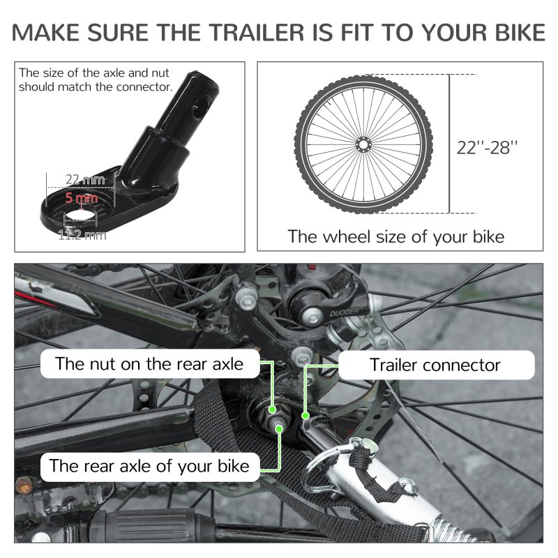 PawHut Dog Bike Trailer Dog Stroller 2 in 1 Foldable with Aluminium Frame, Quick-Release Wheels, Safety Leash, Anti-Slip Mat, Hitch Coupler, Reflectors, Flag, for Medium Dogs - Green