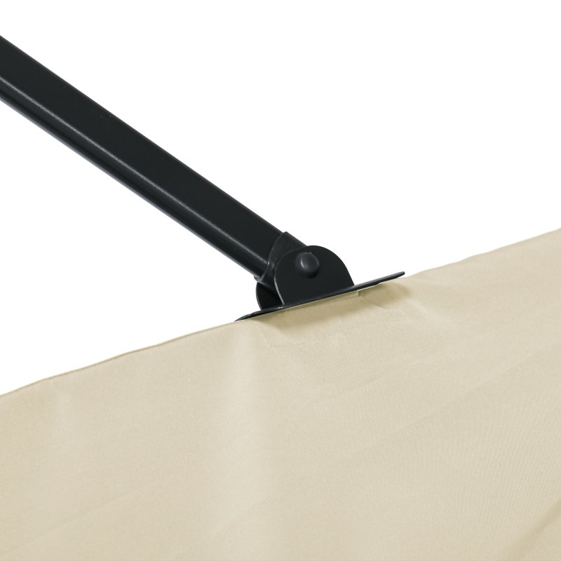 Outsunny 2.5 x 2.5m Patio Offset Parasol Umbrella Cantilever Hanging Aluminium Sun Shade Canopy Shelter 360 Rotation with Crank Handle and Cross Base, Cream White