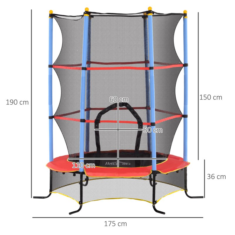 HOMCOM 6FT Kids Trampoline for Toddlers with Safety Net Enclosure Outdoor Indoor for Age 3-10 Years, Blue