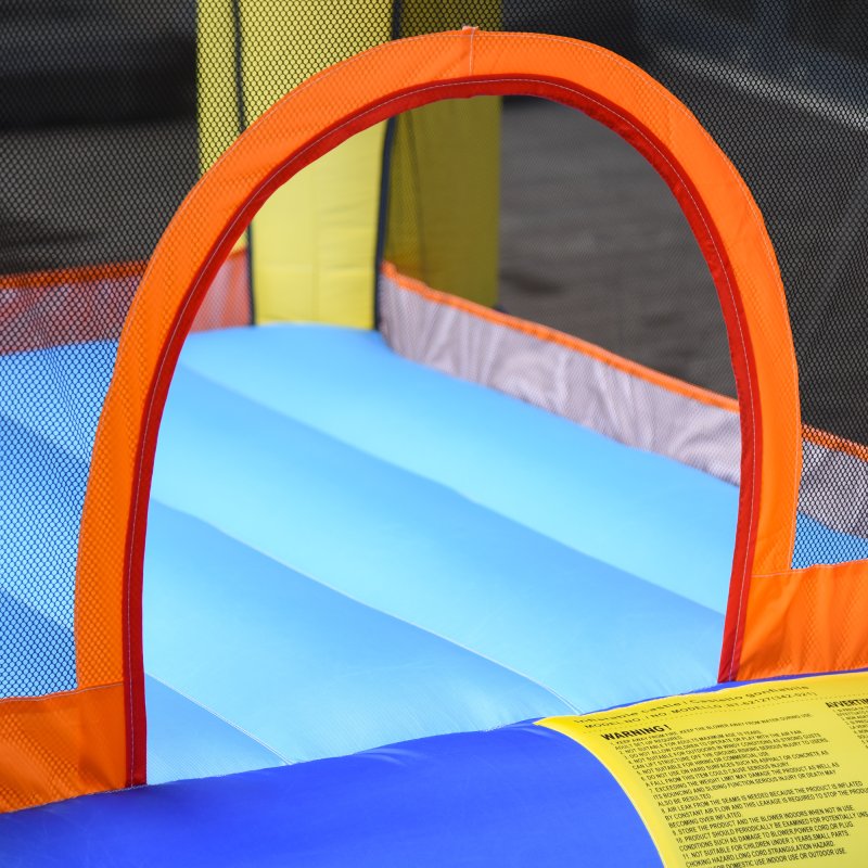 Outsunny 3-in-1 Kids Bouncy Castle with Slide Trampoline Basket, Inflatable Bounce House with Blower for Kids Age 3-8 Monster Design 2.5 x 1.8 x 1.75m