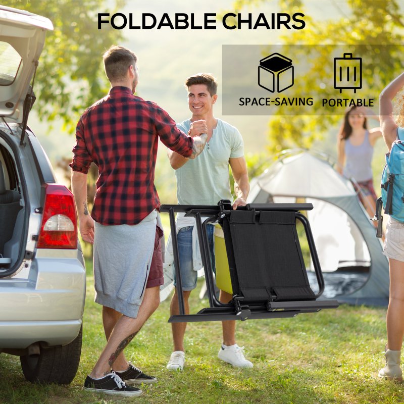 Outsunny 5-Piece Garden Dining Set with 4 Foldable Armchairs, Outdoor Furniture Set with Parasol Hole and Wood-plastic Composite Top Dining Table, Mesh Seat, Black