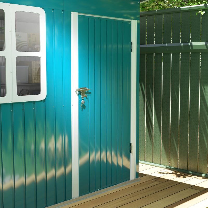 Outsunny 7 x 4ft Storage Shed Galvanised Steel Garden Shed, Metal Shed with Foundation Kit, Window, Lockable Wide Door and Air Vents for Outdoor Patio, Green
