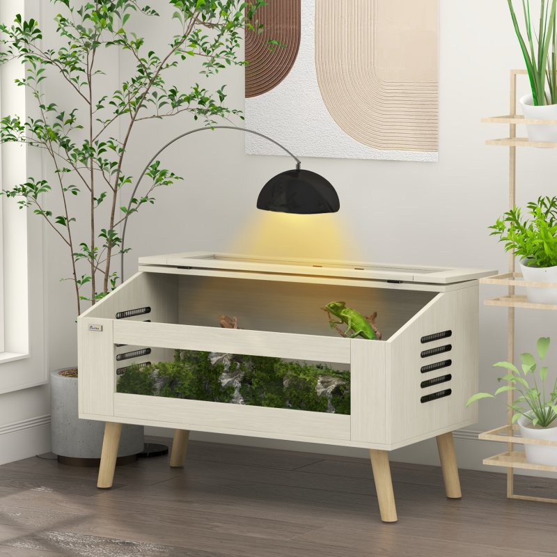 PawHut 140L Reptile Vivarium Terrarium with Tempered Glass Windows, Openable Top for Snake Lizards, Horned Frogs, Chameleons, Hamsters, Gerbils, 100 x 50 x 60cm