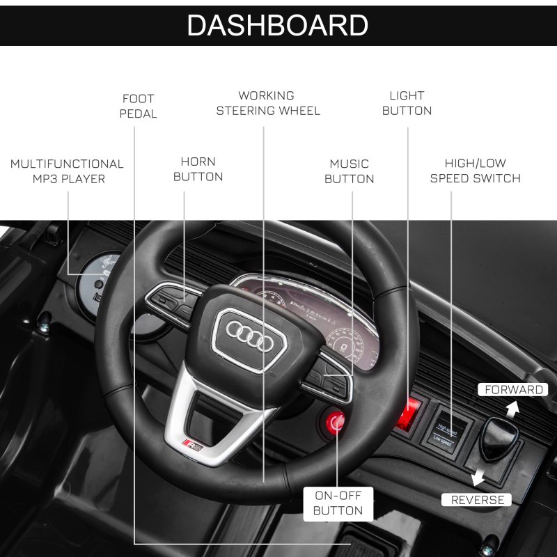 HOMCOM Audi RS Q8 Licensed Electric Car for Kids, 6V Kids