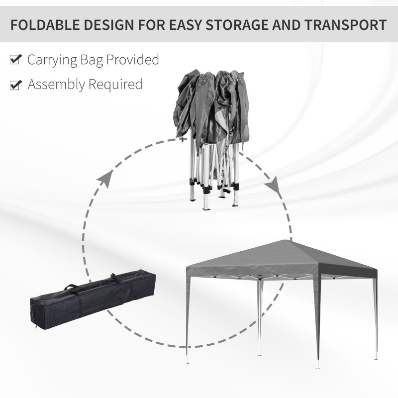 Outsunny 3 x 3M Garden Pop Up Gazebo Height Adjustable Marquee Party Tent Wedding Canopy with Carrying Bag, Grey