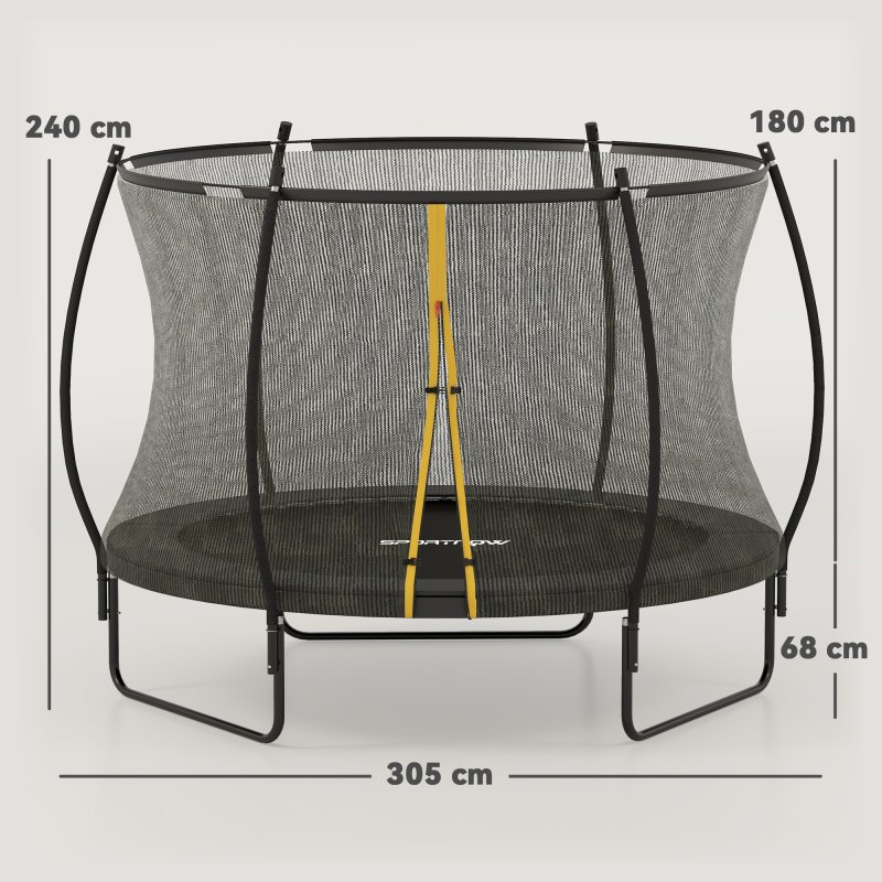 SPORTNOW 10ft Trampoline with Enclosure Net, Spring Cover, Outdoor Trampoline Garden Jumping Mat, Black