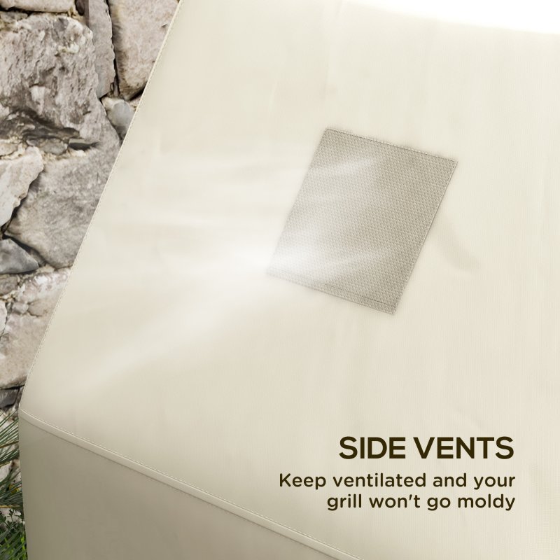 Outsunny BBQ Cover for Rectangular Gas Grill, 300D Oxford Fabric Barbecue Covers, Waterproof UV Protection Rip-Proof, with Windproof Buckles, Beige, 188 x 71 x 125cm