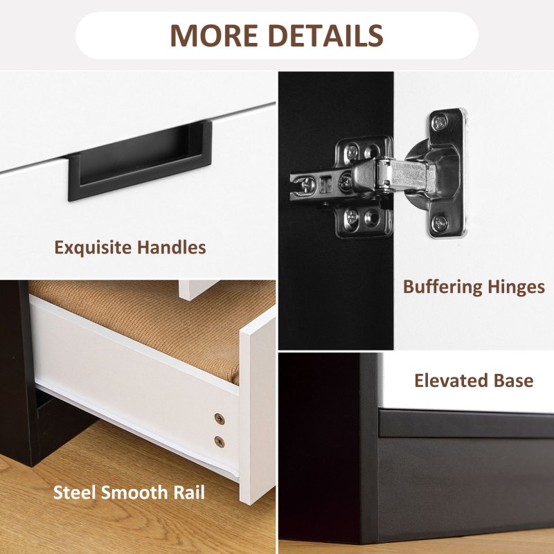 HOMCOM 3 Drawer 2 Door Wardrobe, Modern Clothes Storage Cupboard Unit with Hanging Rod, Bedroom Wardrobe with Soft Closing Hinge, 50D x 80W x 180Hcm, Black