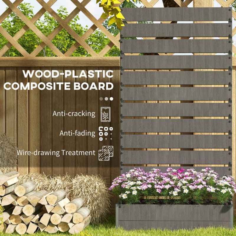 Outsunny Garden Planter with Trellis for Climbing Plants, Vines, Flowers, Freestanding Raised Bed for Garden, Outdoor, Patio, Planter Box with Drainage Gap, Dark Grey