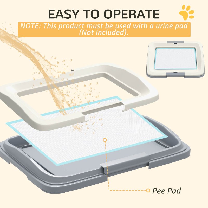 PawHut Dog Toilet Tray, Dog Litter Pee Pad Tray for Training Dogs, Dog Potty Tray Puppy Tray Pad Holder for Indoor, Balcony, Outdoor, 47 x 34 x 6cm
