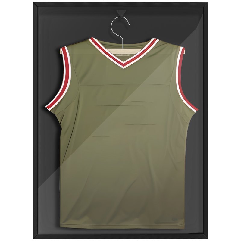 HOMCOM Football Shirt Frame Display, Acrylic Jersey Frame with UV Protection, Aluminium Sports Shirt Shadow Box for Basketball Football Baseball, 60 x 80 cm, Black