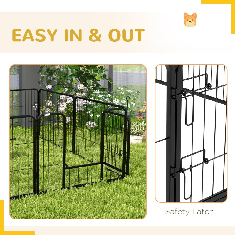 PawHut Dog Pen 8 Panels Puppy Pen Heavy Duty Pet Playpen for Indoor Outdoor for Dogs, Rabbits, Ducks 60cm High