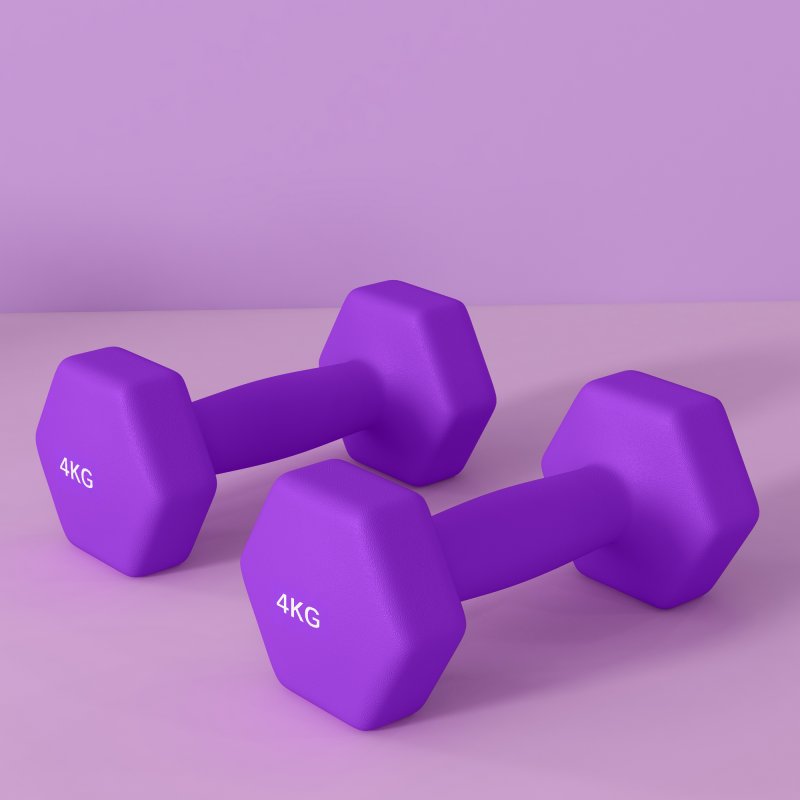 SPORTNOW Set of 2 Hex Dumbbells, Neoprene Weights Pair with Non-Slip Grip, Home Gym Fitness Training Equipment, 2 x 4kg, Purple