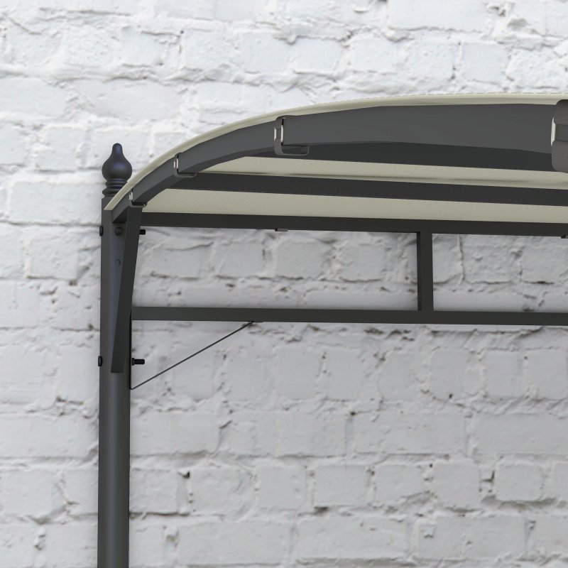 Outsunny 3 x 4m Pergola, Lean to Garden Gazebo with UV-Resistant Canopy and Metal Frame, Outdoor Sun Shade Shelter for Porch, Patio, Deck, Cream White