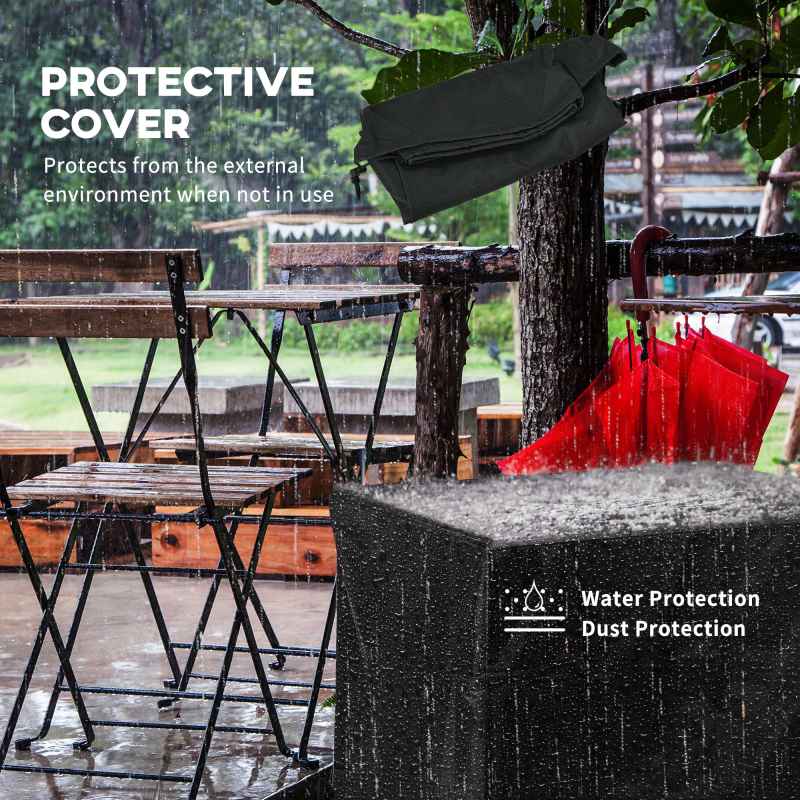 Outsunny Propane Gas Fire Pit Table, 50,000 BTU Smokeless Firepit Outdoor Patio Heater with Waterproof Cover, Glass Beads and Lid, 71 x 71 x 66.5cm, Brown