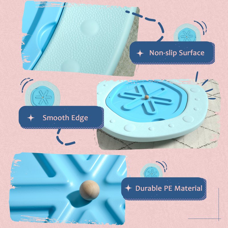 ZONEKIZ 2 in 1 Balance Board Kids Wobble Board with Ball, for Ages 3-6 Years - Blue
